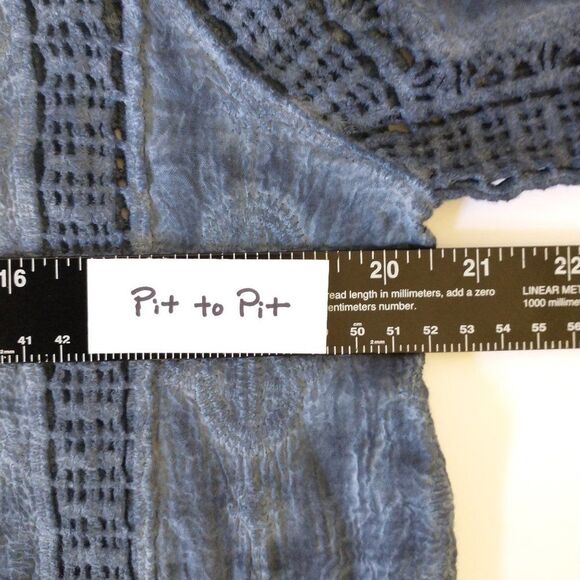 Democracy Mineral Wash Blue Top Size Small Kimono Sleeves Cotton - Picture 6 of 7